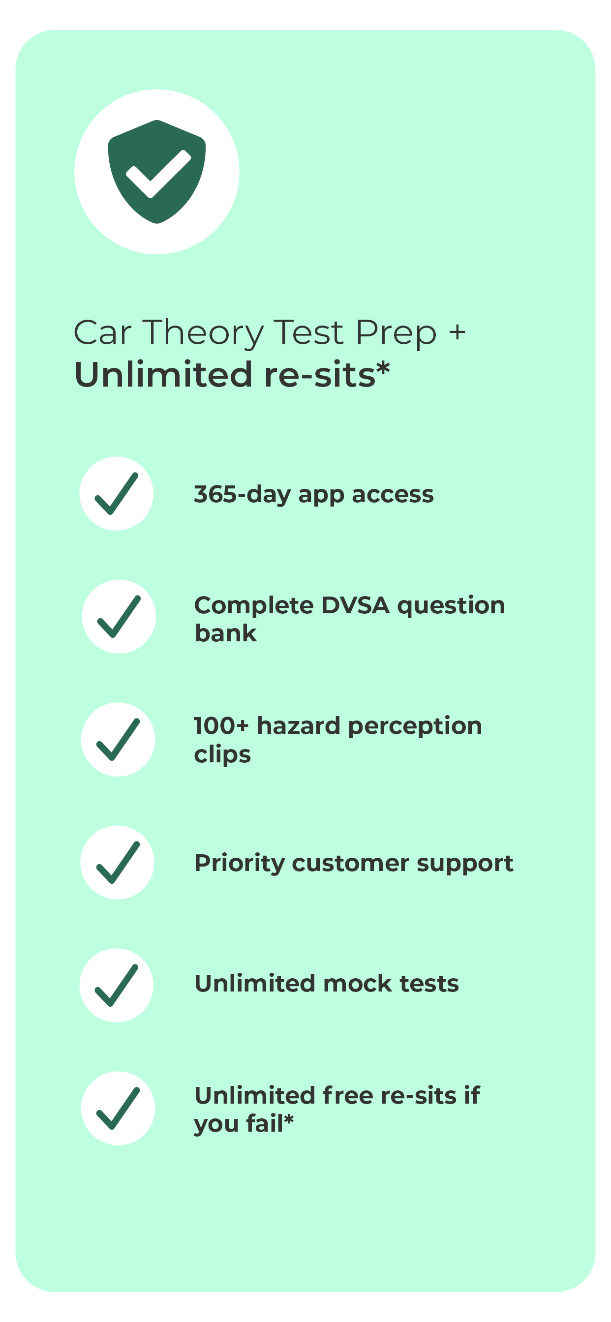 Car theory test prep with unlimited re-sets
